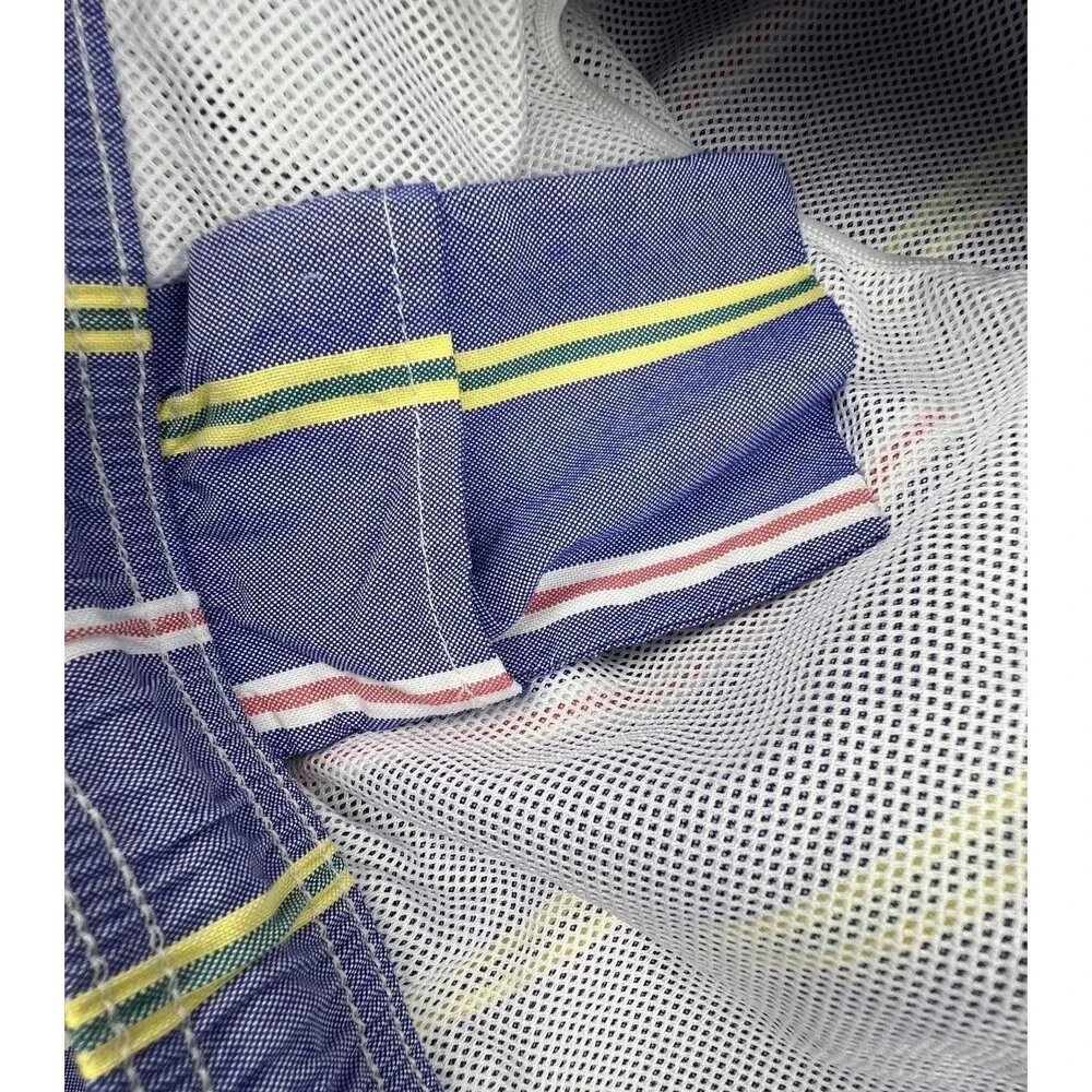 J.CREW Original Swimwear Swim Trunks Mens XXL Blue Striped Mesh Lined Beach 6